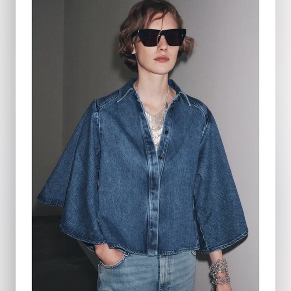 Zara Tops - Stylish Denim Kimono Shirt